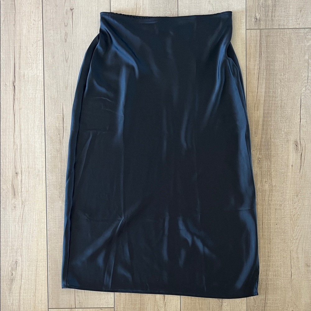 Old Navy Black Satin Midi Skirt